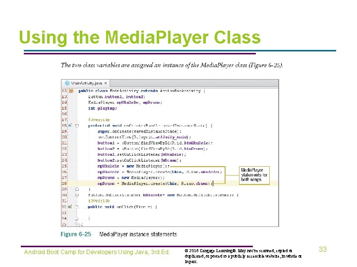 Using the Media. Player Class Android Boot Camp for Developers Using Java, 3 rd