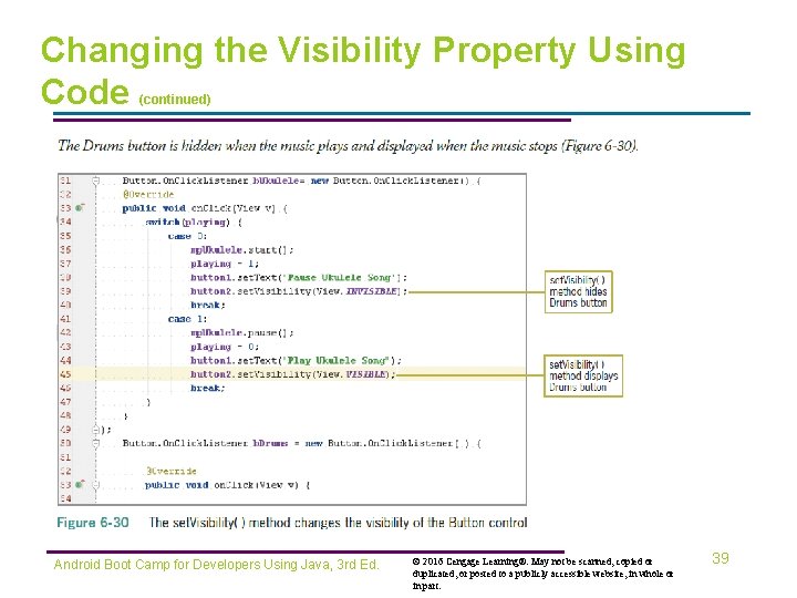 Changing the Visibility Property Using Code (continued) Android Boot Camp for Developers Using Java,