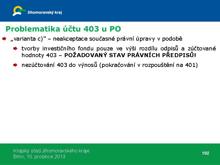 „varianta c)“ – neakceptace současné právní úpravy v podobě tvorby investičního fondu pouze ve