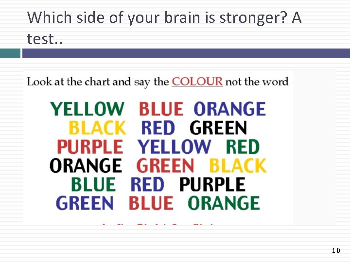 Which side of your brain is stronger? A test. . 10 