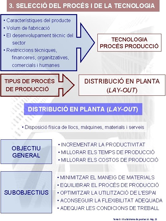 3. SELECCIÓ DEL PROCÉS I DE LA TECNOLOGIA • Característiques del producte • Volum