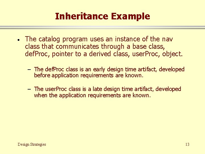 Inheritance Example · The catalog program uses an instance of the nav class that