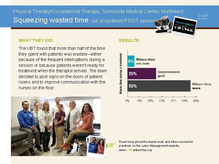 Physical Therapy/Occupational Therapy, Sunnyside Medical Center, Northwest Squeezing wasted time out of inpatient PT/OT