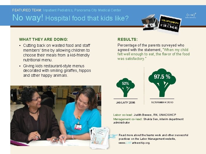 FEATURED TEAM: Inpatient Pediatrics, Panorama City Medical Center No way! Hospital food that kids