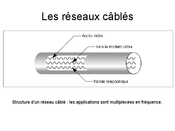 Les réseaux câblés Structure d’un réseau câblé : les applications sont multiplexées en fréquence.