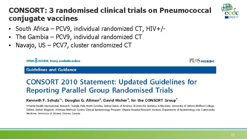 CONSORT: 3 randomised clinical trials on Pneumococcal conjugate vaccines • South Africa – PCV