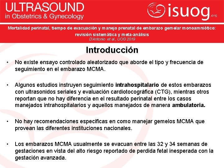 Mortalidad perinatal, tiempo de evacuación y manejo prenatal de embarazo gemelar monoamniótico: revisión sistemática