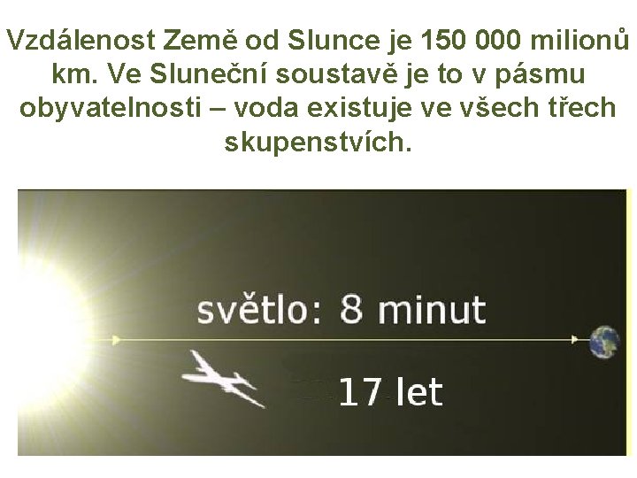 Vzdálenost Země od Slunce je 150 000 milionů km. Ve Sluneční soustavě je to