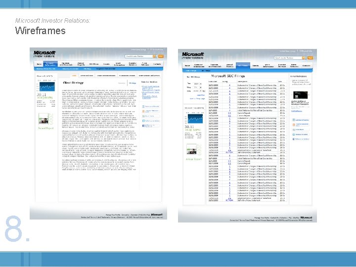 Microsoft Investor Relations: Wireframes 8. 