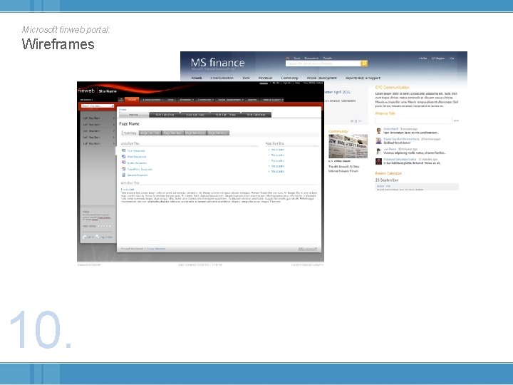 Microsoft finweb portal: Wireframes 10. 