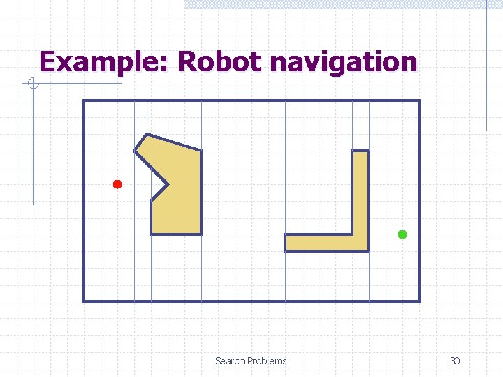 Example: Robot navigation Search Problems 30 