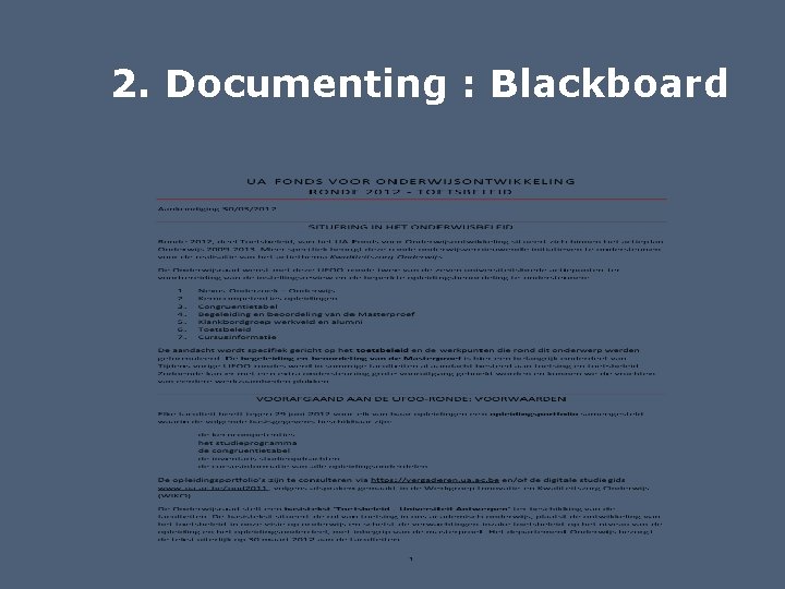 2. Documenting : Blackboard 
