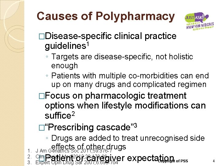 Causes of Polypharmacy �Disease-specific guidelines 1 clinical practice ◦ Targets are disease-specific, not holistic