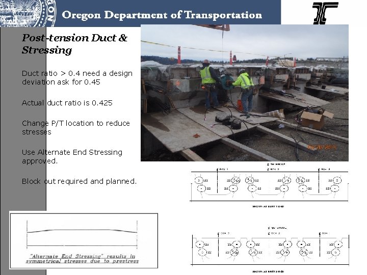 Post-tension Duct & Stressing Duct ratio > 0. 4 need a design deviation ask