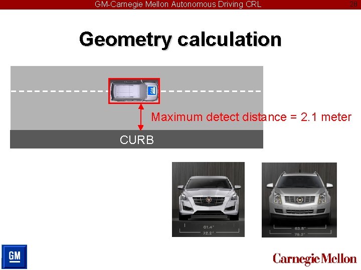 GM-Carnegie Mellon Autonomous Driving CRL 28 GM Geometry calculation Maximum detect distance = 2.
