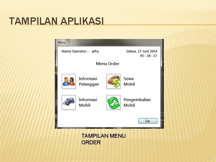 TAMPILAN APLIKASI TAMPILAN MENU ORDER 