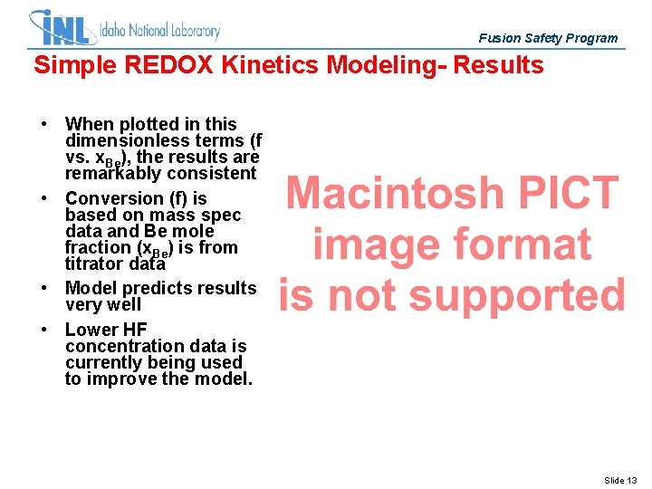 Fusion Safety Program Simple REDOX Kinetics Modeling- Results • When plotted in this dimensionless