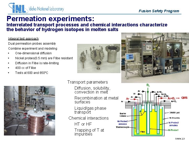 Fusion Safety Program Permeation experiments: Interrelated transport processes and chemical interactions characterize the behavior