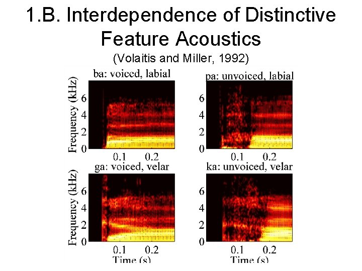 1. B. Interdependence of Distinctive Feature Acoustics (Volaitis and Miller, 1992) 