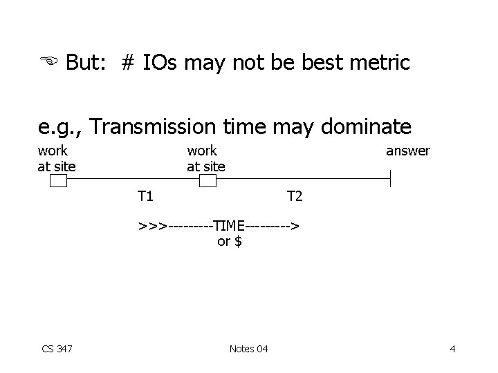  But: # IOs may not be best metric e. g. , Transmission time