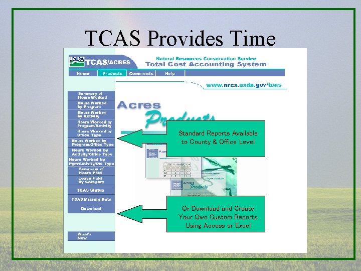 TCAS Provides Time Standard Reports Available to County & Office Level Or Download and