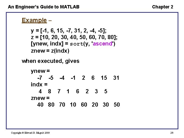 An Engineer’s Guide to MATLAB Chapter 2 Example – y = [-1, 6, 15, An Engineer’s Guide to MATLAB Chapter 2 Example – y = [-1, 6, 15,