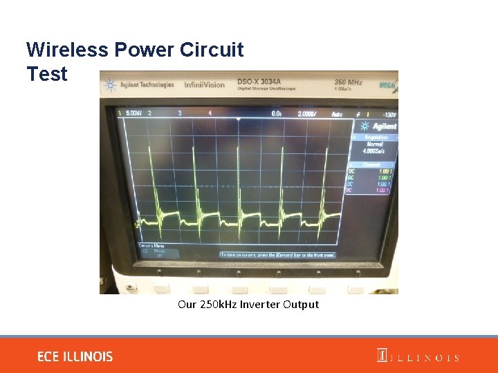 Wireless Power Circuit Test Our 250 k. Hz Inverter Output 