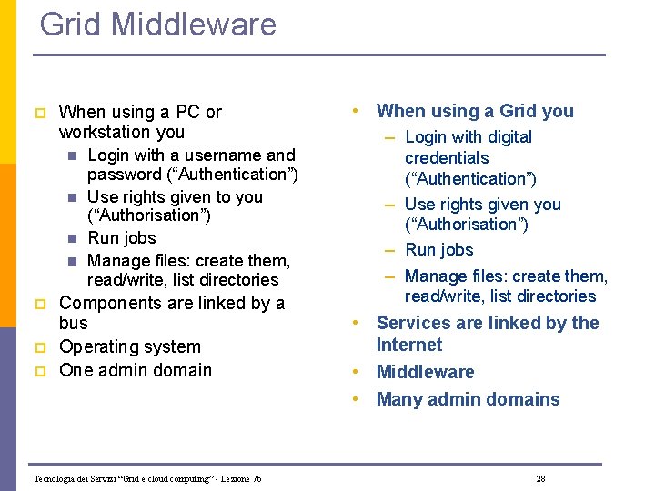 Grid Middleware p When using a PC or workstation you n n p p