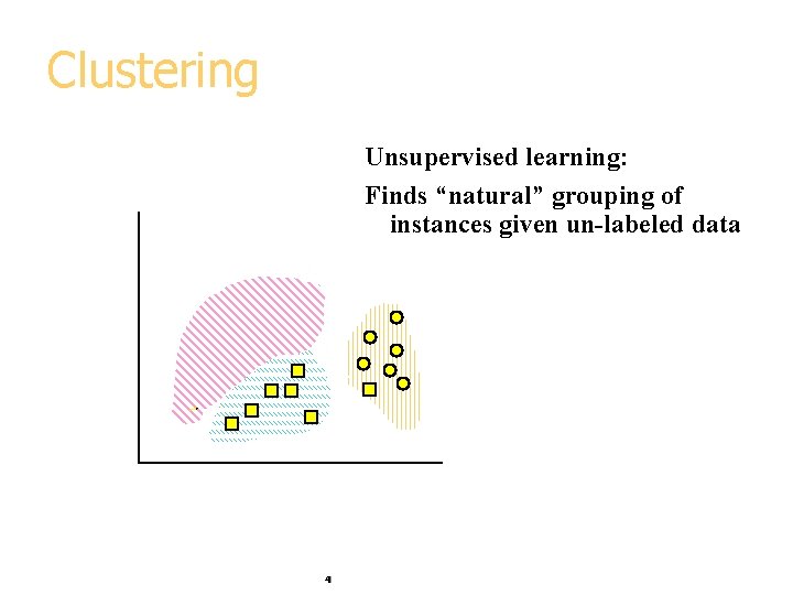 Clustering Unsupervised learning: Finds “natural” grouping of instances given un-labeled data 4 