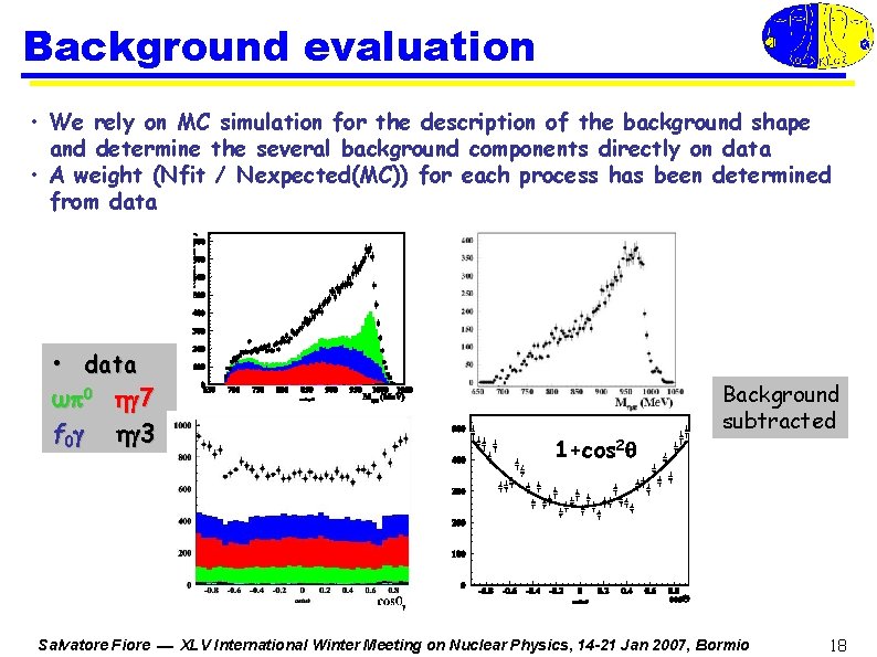 Background evaluation • We rely on MC simulation for the description of the background