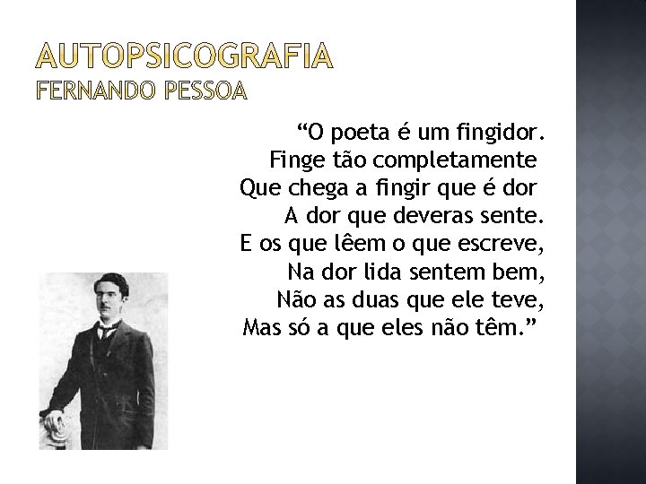 “O poeta é um fingidor. Finge tão completamente Que chega a fingir que é