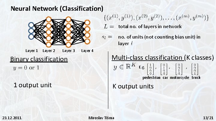 Neural Network (Classification) total no. of layers in network no. of units (not counting