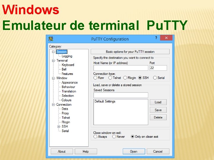 Windows Emulateur de terminal Pu. TTY 