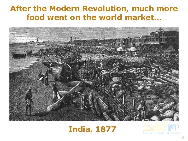 After the Modern Revolution, much more food went on the world market… India, 1877