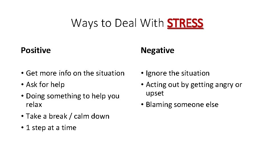 Ways to Deal With STRESS Positive Negative • Get more info on the situation