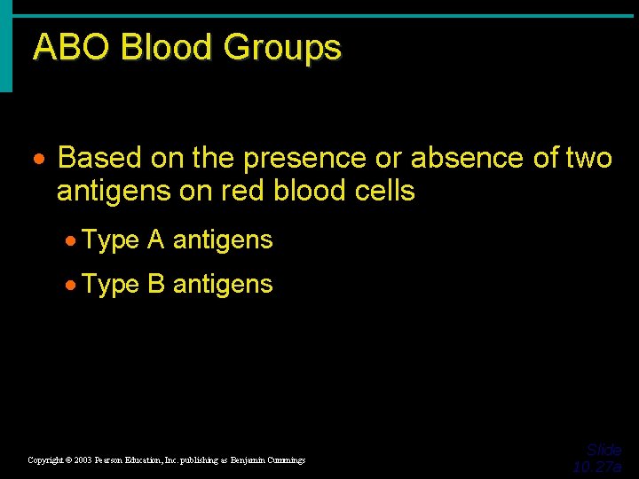 ABO Blood Groups · Based on the presence or absence of two antigens on