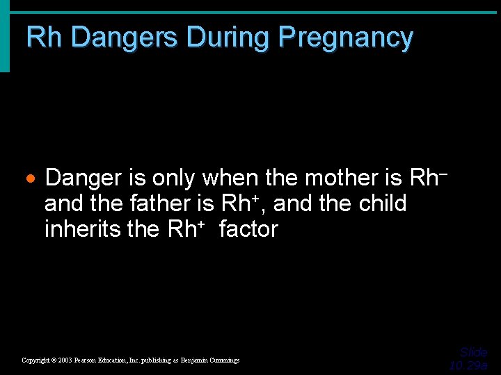 Rh Dangers During Pregnancy · Danger is only when the mother is Rh– and