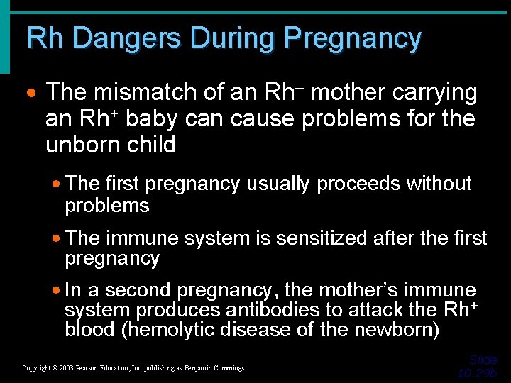 Rh Dangers During Pregnancy · The mismatch of an Rh– mother carrying an Rh+