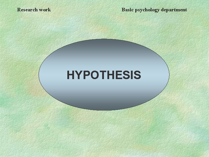 Research work Basic psychology department HYPOTHESIS 