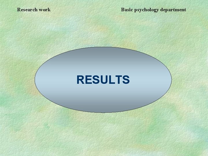 Research work Basic psychology department RESULTS 