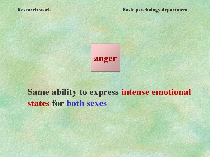 Research work Basic psychology department anger Same ability to express intense emotional states for