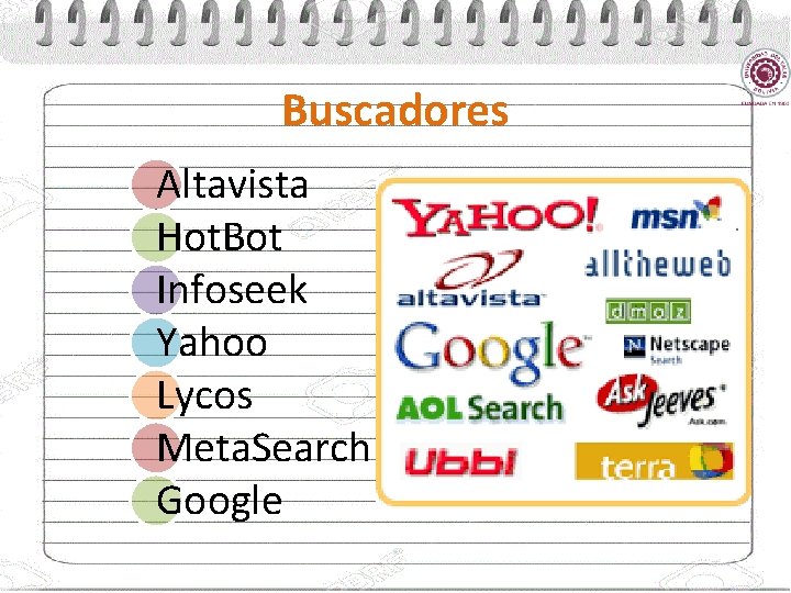 Buscadores Altavista Hot. Bot Infoseek Yahoo Lycos Meta. Search Google 