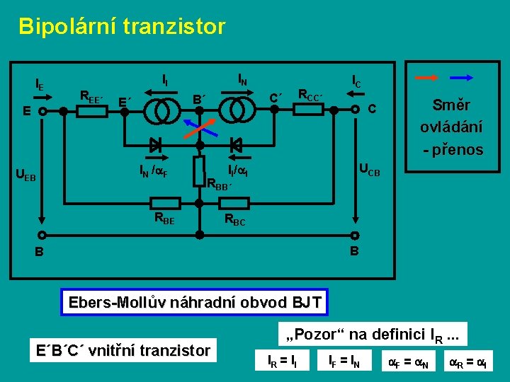 Bipolární tranzistor IE E UEB REE´ IN II IN / F RCC´ C´ B´