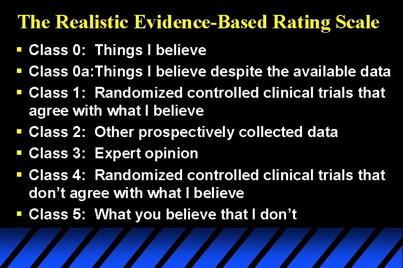 The Realistic Evidence-Based Rating Scale § Class 0: Things I believe § Class 0