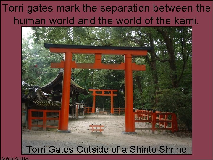 Torri gates mark the separation between the human world and the world of the