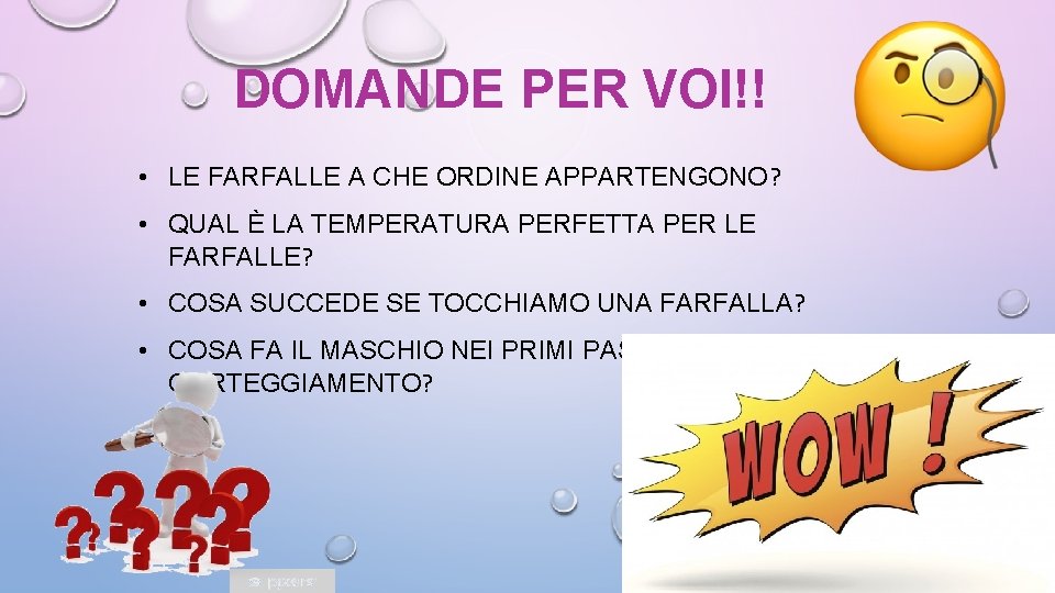 DOMANDE PER VOI!! • LE FARFALLE A CHE ORDINE APPARTENGONO? • QUAL È LA