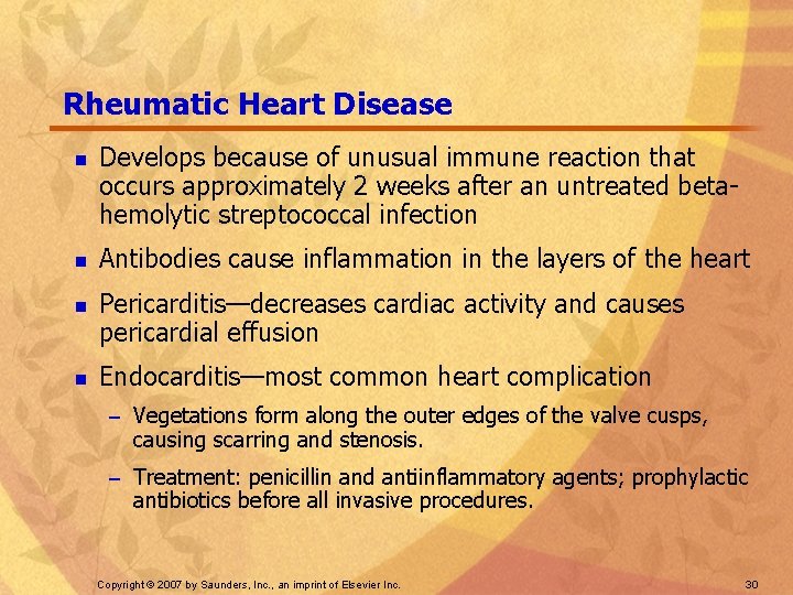 Rheumatic Heart Disease n n Develops because of unusual immune reaction that occurs approximately