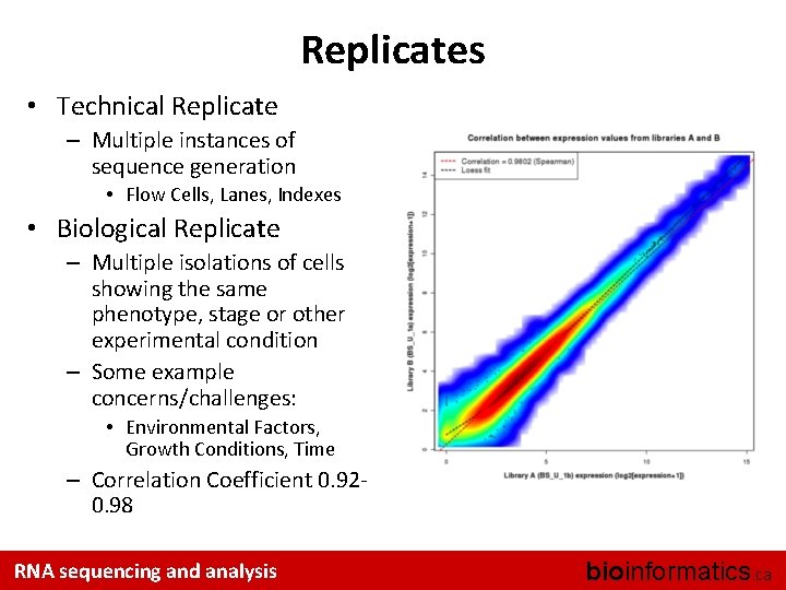 Replicates • Technical Replicate – Multiple instances of sequence generation • Flow Cells, Lanes,