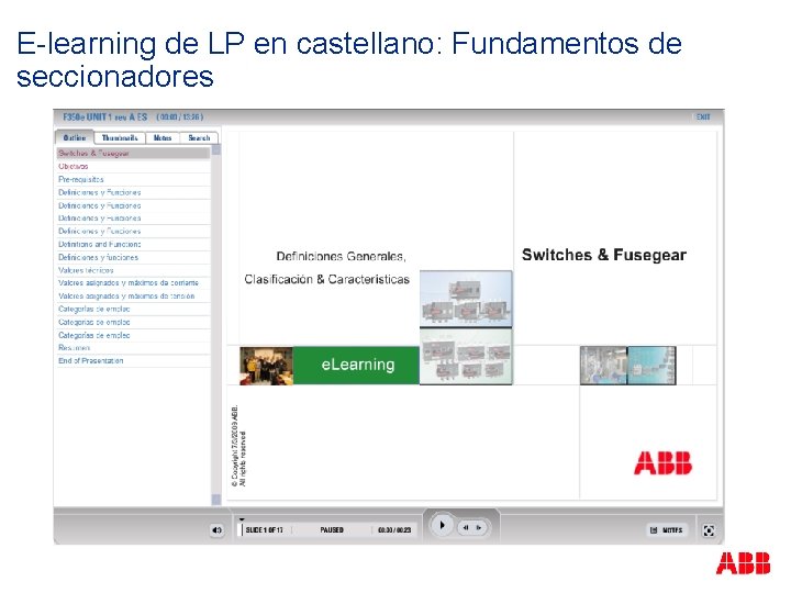 E-learning de LP en castellano: Fundamentos de seccionadores 