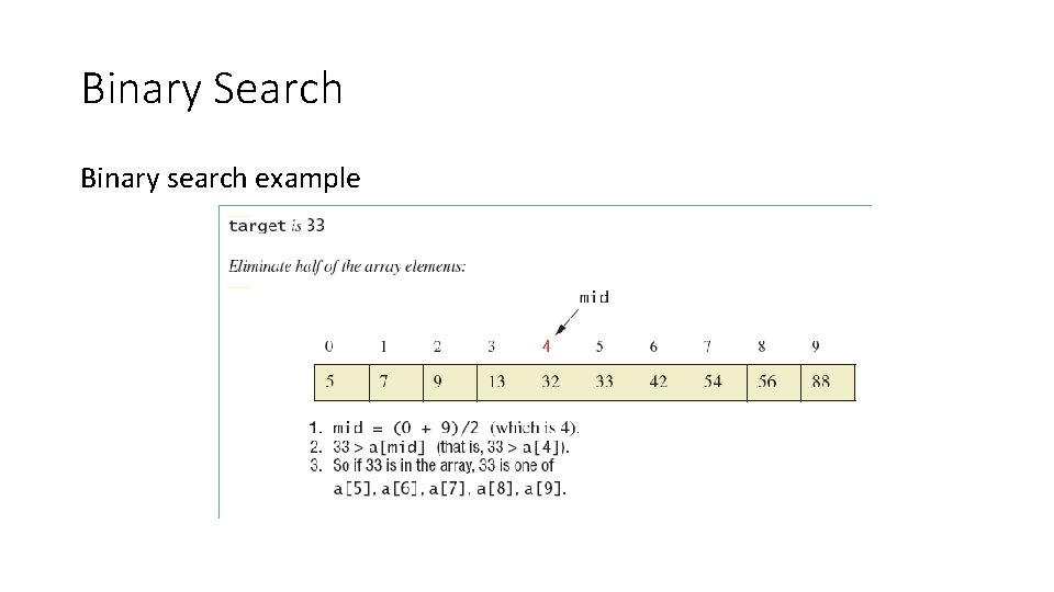 Binary Search Binary search example 